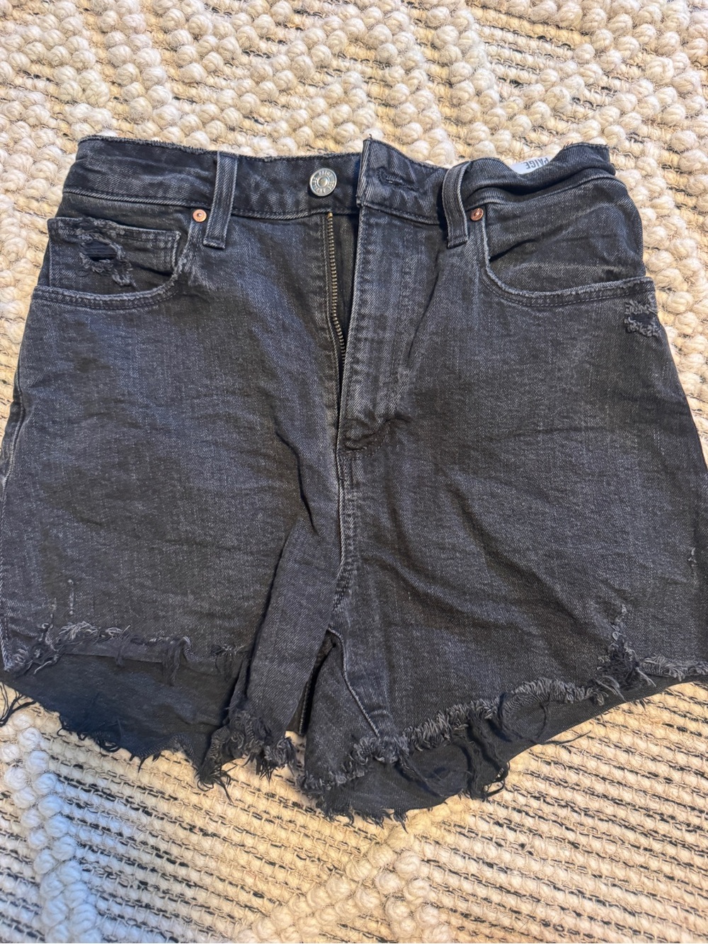 Paige Black Distressed Dani High-Rise Women's Denim Shorts